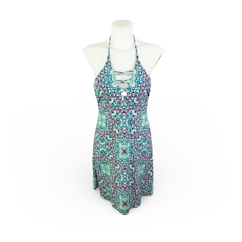 Athleta Womens Halter Dress Size Small Everywhere Swim Vacation Beach Geometric